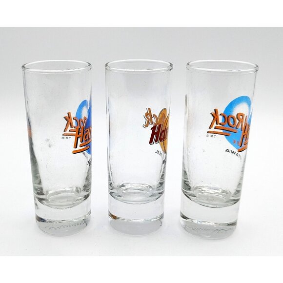 Lot of 3 Hard Rock Cafe Tall Shot Glasses  X2 Ottawa Montreal - Picture 2 of 3